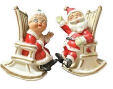 Vintage Lefton Christmas Figurines Santa Mr Mrs Claus Rockers Salt Pepper Set picture