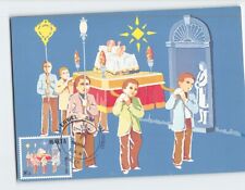 Postcard A Christmas Eve Procession with Baby Jesus Scene Stamp by Tony Bugeja picture