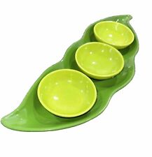  A. Santos Portugal 3 Peas in a Pod Vintage Whimsical Serving Tray & 3 Bowls picture