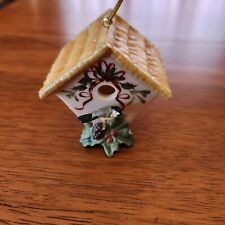 Lenox Mini Birdhouse ornament hanging/standing With Chickadee On Perch picture