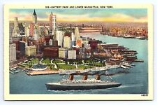 Postcard Battery Park and Lower Manhattan Aerial View New York City NY picture