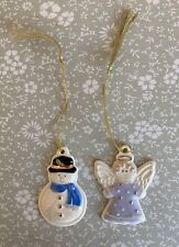 Lenox Christmas Ornaments 2003 Porcelain Set of 2. Snowman & Angel. No box picture