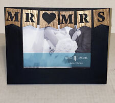 Isaac Jacobs Black Painted & Natural Wood Mr & Mrs 4x6 Photo Picture Frame picture