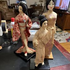 Stunning Estate Find Vintage Geisha Japanese Dolls Lot Of (3) Beautiful Dresses picture