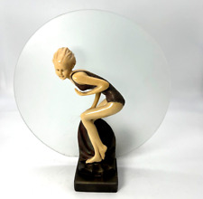Art Deco Very Rare The Bathing Beauty Cutie Bronze Moon Lamp picture