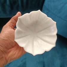 6 Inch White Marble Bowl Ribbed Wave Ruffle Scallop Decorative Bowl for Home picture