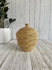 Native American Woven Basket with Lid Tribe Unknown 6” h picture