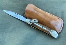 Vintage Hubertus Rostfrei Solingen Stainless Spring Folding Pocket Knife Sheath picture