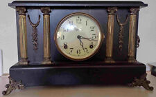 E. Ingraham Mantle Clock Premo No. 1 Antique Black Gold Columns Parts or Repair picture