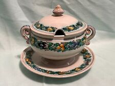Vintage Cantagalli Italy Majolica Faience Art Pottery Hand Painted Sugar Bowl picture