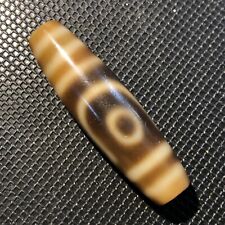 unique Magical Tibetan Old Agate Ivory Color 2Eye Totem dZi Bead 12*43mm picture