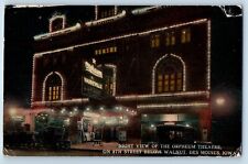 Des Moines Iowa Postcard Night View Orpheum Theatre Below Walnut c1910 Vintage picture
