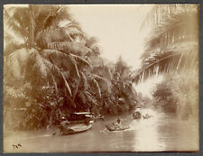 Canal / Klong in Bangkok Siam Thailand Large Vintage Albumen Print c. 1890 picture