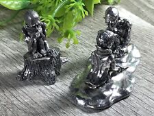 Vintage Pewter Two Figures, The Riddle Games, Signed Dated 75, Gollum, Bilbo picture