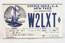 1941 Amateur Ham Radio QSL Card Little Neck Long Island W2LXT LE Nichols picture