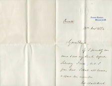 Hugh Childers SIGNED AUTOGRAPHED Handwritten Letter MLS Liberal Treasury 1884 picture