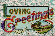 Vintage Large Letter Embossed Romance Postcard 