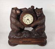 VINTAGE SLIGH DOUBLE BEAR BOB TIMBERLAKE COLLECTION MANTLE CLOCK Cabin Decor picture