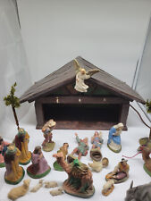 Vintage Nativity Scene Stable 1963 Chalkware Pieces Italy Germany Mixed Lot picture