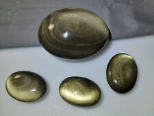 Ahoy: Gold Sheen Obsidian palm stone (4 Lot)  282g;  42g;  38g;  37g #9034 picture