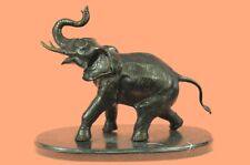 Real Bronze Metal Statue on Marble Bust Mother Elephant Safari Gift Artwork DEAL picture
