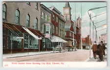 Postcard North Market Street Showing City Hall in Chester, PA picture