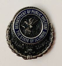 Vintage State of Illinois Department of Public Welfare 10 Yr Sterling Silver Pin picture