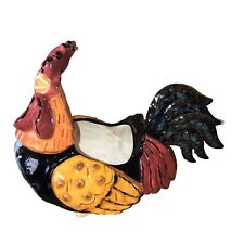 Chicken Rooster Planter Figurine ￼Vintage Ceramic & Metal ￼ 10“ X 12“￼ Fun picture