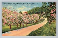 Benton Harbor MI-Michigan, Flowered Fruit Orchard Vintage c1939 Postcard picture