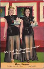 1946 NEW YORK CITY Postcard HOTEL SHERATON Cocktail Waitresses - Curteich Linen picture