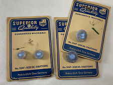 Vintage SUPERIOR Quality  Gold Lustered BLUE Glass Buttons  Eyes Floral  F picture