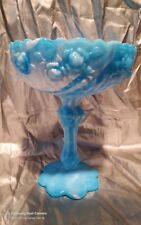 Fenton Glass Blue Marble Cabbage Rose 7.5