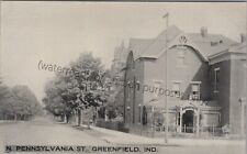 Greenfield, IN: N Pennsylvania Street View - vtg Hancock County Indiana Postcard picture