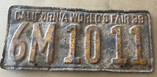 1939 California Worlds Fair 39 rusty old license plate picture