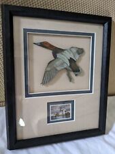 Ducks Unlimited Carved Framed Decoy and $5 Duck Stamp 2005 9.25