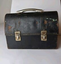 VTG Black Aluminum Domed Lunchbox Workers Lunch Pail Box Mining? Heavy Rust picture