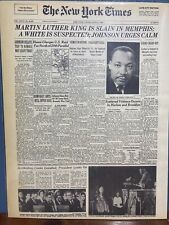 VINTAGE NEWSPAPER HEADLINE~MARTIN LUTHER KING KILLED SHOT MEMPHIS APRIL 4 1968 picture