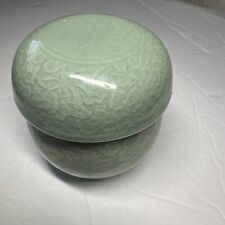 Vintage Ceramic Asian Tea with infuser Strainer Celadon Green Set picture