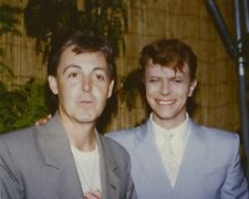 David Bowie 1980's candid press pose with Paul McCartney 24x36 Poster picture
