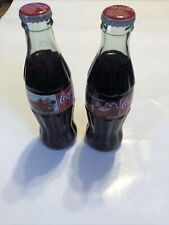 2 Vintage 1997 Christmas ￼Coca Cola Classic Coke 8oz Full Bottles Santa Claus picture