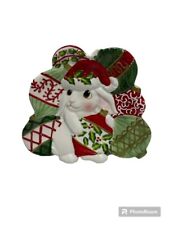 Fitz and Flyod 2004 Essentials Canape Plate Christmas Bunny Blossoms Serveware picture