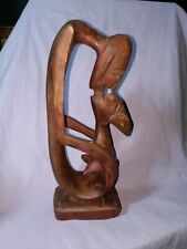 Vintage ~ Man Kissing Woman 1997 Wood Carved Figure 11.5