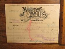 Antique Ephemera Billhead 1899 Providence RI American Oil Company Machine Oils picture
