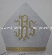 New White Mitre with IHS embroidery,mitra,Bishop's Mitre, New picture
