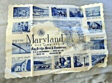 VINTAGE PAPER MAT MAP ILLUST GRASONVILLE  MD BAY BRIDGE MOTEL RESTAURANT 1950's picture