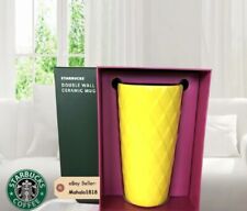 🍍NEW STARBUCKS HAWAII PINEAPPLE Glossy Yellow Ceramic Double Wall Cup 12oz  picture
