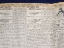 1916 JANUARY 25 NEW YORK TIMES - CAPABLANCEA WINS TWO CHESS GAMES - NT 9066 picture