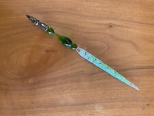 venetian glass, Pen,  Green And White , Vintage  With Metal Nib  picture