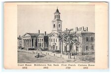 Court House Bank & Church Middletown CT - Early Postcard View picture