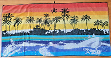 Vintage Rare Jay Franco Elegant Reversible Beach Towel Palm Trees Water Ski Boat picture